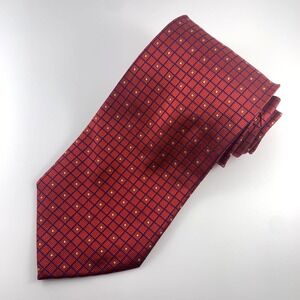 Busati Mens Tie Red Black Green Geometric Pattern 100% Silk Repp Necktie USA
